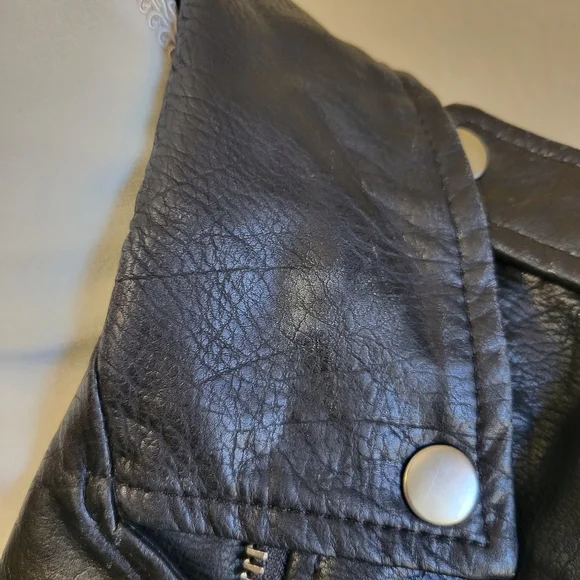 BLACK Faux Leather Moto Jacket Women's Size Small - Picture 16 of 16